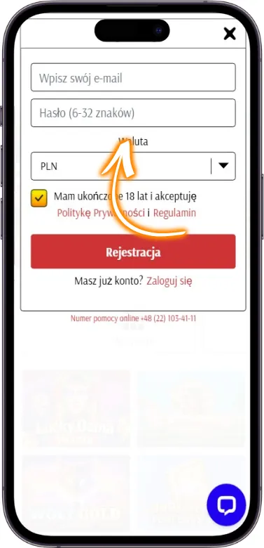 SuperCat Casino formularz rejestracyjny