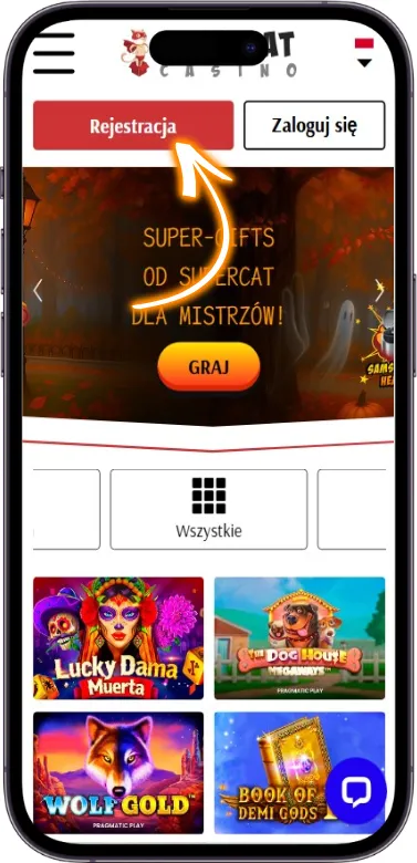 SuperCat Casino przycisk rejestracji