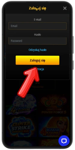 Formularz logowania do aplikacji Casino Cat